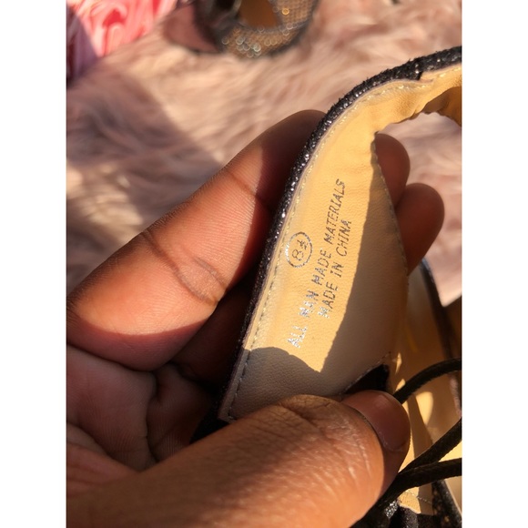 Vigo Fiore Glitter Rhinestone Laced Up Heels - Picture 4 of 8